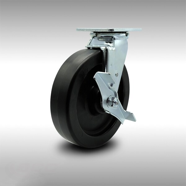 8 Inch Stainless Steel Polyolefin Swivel Caster with Ball Bearing and Brake SCC